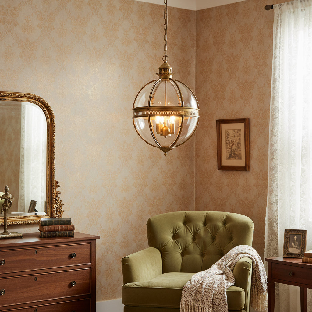Baroque 3-Light Pendant Chandelier with Glass Shades