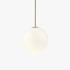 Opal Glass Globe Pendant Light with Brass Finish, Slim Stem