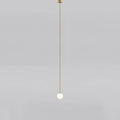 Opal Glass Globe Pendant Light with Brass Finish, Slim Stem