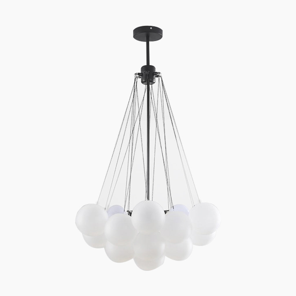 Glass Bubble Cluster Pendant Light with Metal Chain, Black or Gold