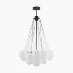 Glass Bubble Cluster Pendant Light with Metal Chain, Black or Gold