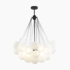 Glass Bubble Cluster Pendant Light with Metal Chain, Black or Gold