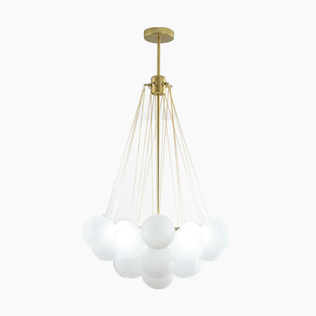 Glass Bubble Cluster Pendant Light with Metal Chain, Black or Gold