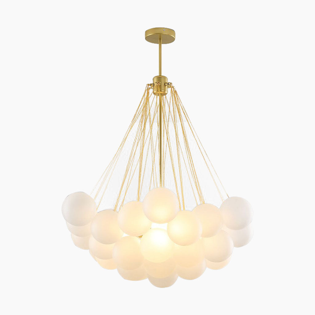 Glass Bubble Cluster Pendant Light with Metal Chain, Black or Gold