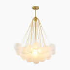 Glass Bubble Cluster Pendant Light with Metal Chain, Black or Gold