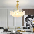 Glass Bubble Cluster Pendant Light with Metal Chain, Black or Gold