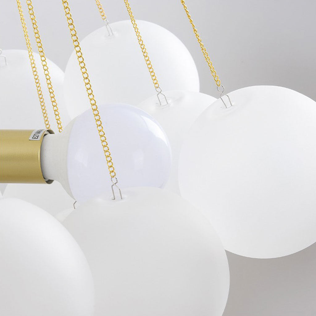 Glass Bubble Cluster Pendant Light with Metal Chain, Black or Gold