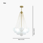 Glass Bubble Cluster Pendant Light with Metal Chain, Black or Gold