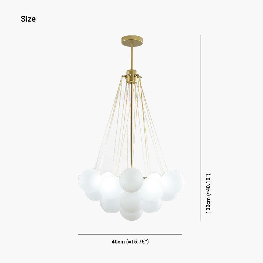 Glass Bubble Cluster Pendant Light with Metal Chain, Black or Gold