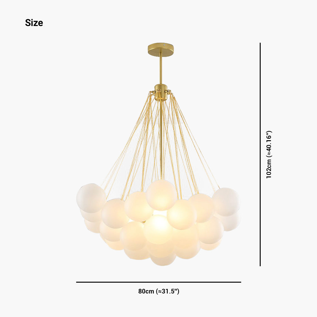Glass Bubble Cluster Pendant Light with Metal Chain, Black or Gold