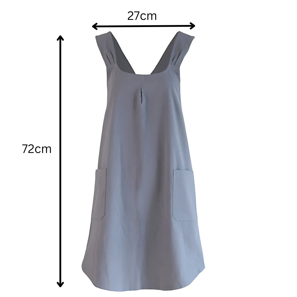 Cross-Back Linen Cotton Apron with Two Deep Front Pockets