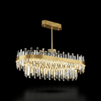 Gold Crystal LED Chandelier, Round or Oval, 60-100cm