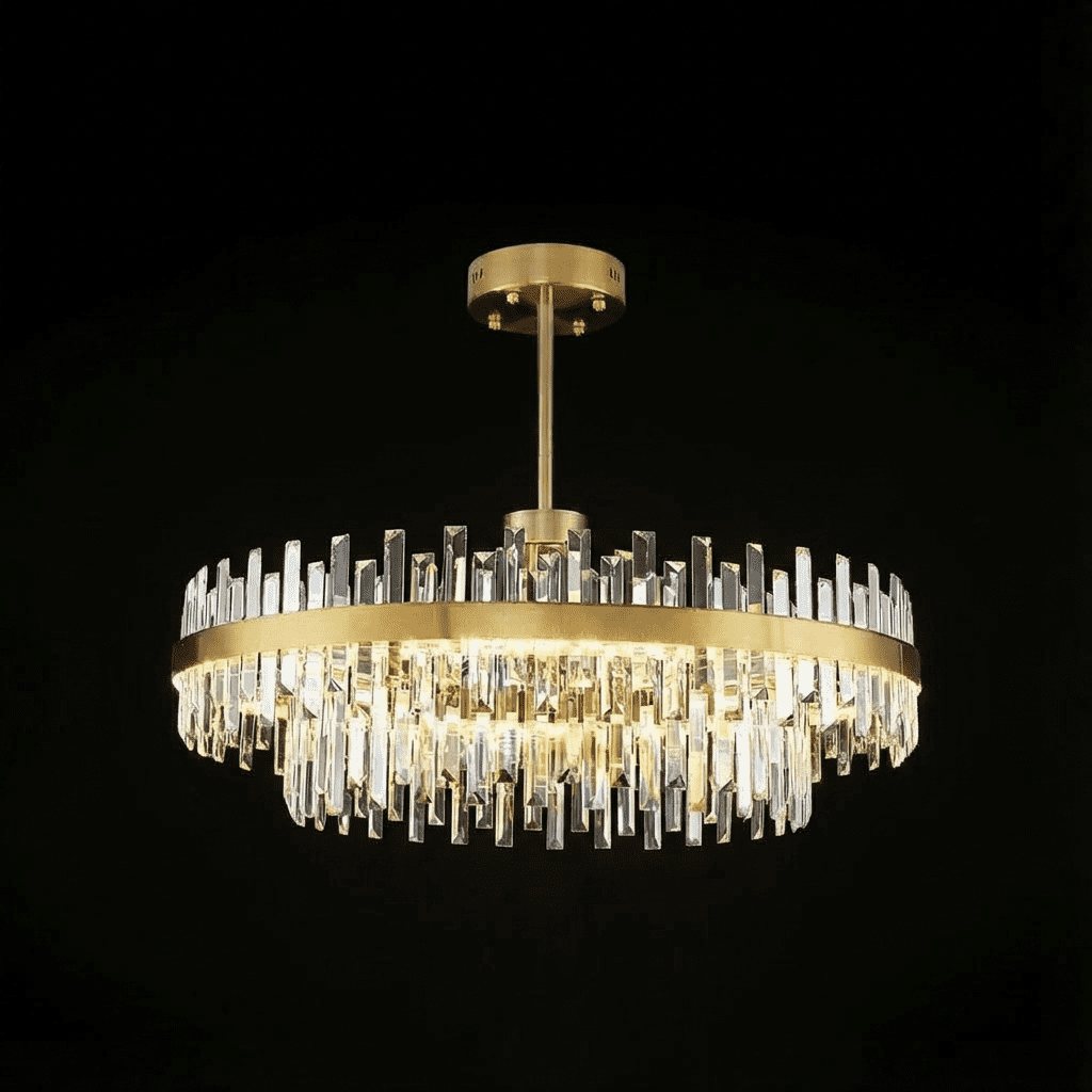Gold Crystal LED Chandelier, Round or Oval, 60-100cm