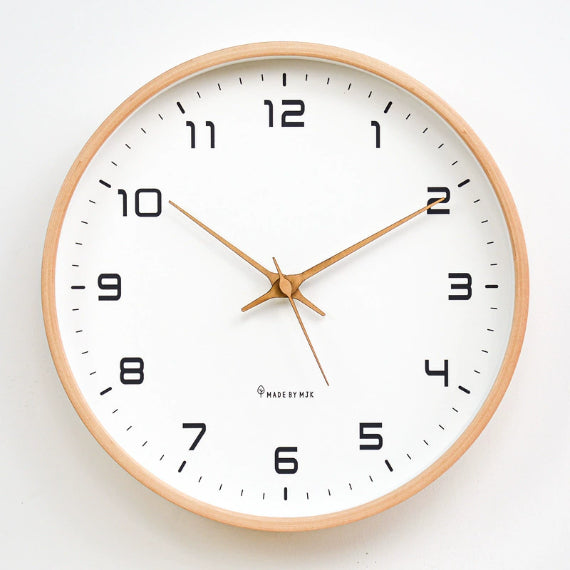 Wooden Wall Clock with Silent Quartz Movement, 25 or 30cm