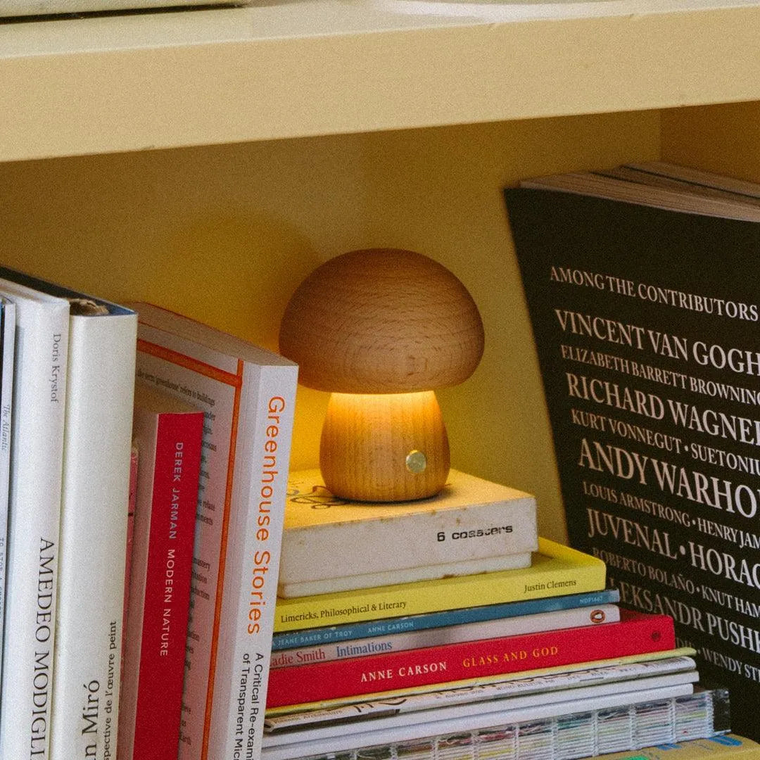 Rechargeable Wooden Table Lamp, Touch Dimmer, Beech or Walnut