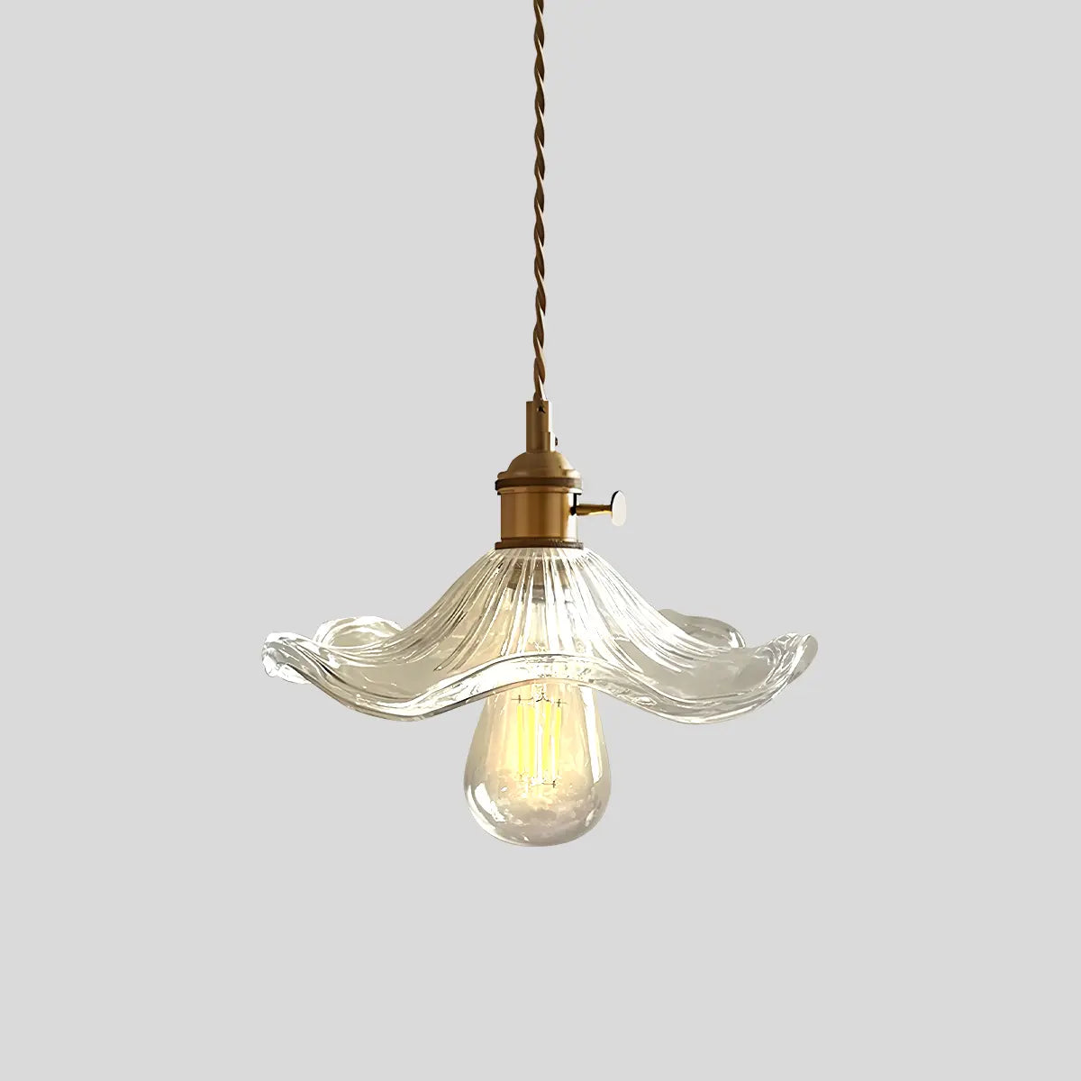 Bronze and Clear Glass Pendant Light, Adjustable Cable