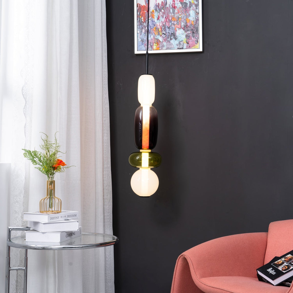 Hand-Blown Glass Pendant Light with Integrated LED, 880 lm