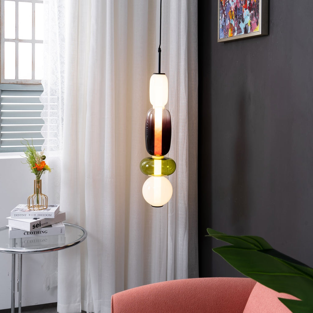 Hand-Blown Glass Pendant Light with Integrated LED, 880 lm