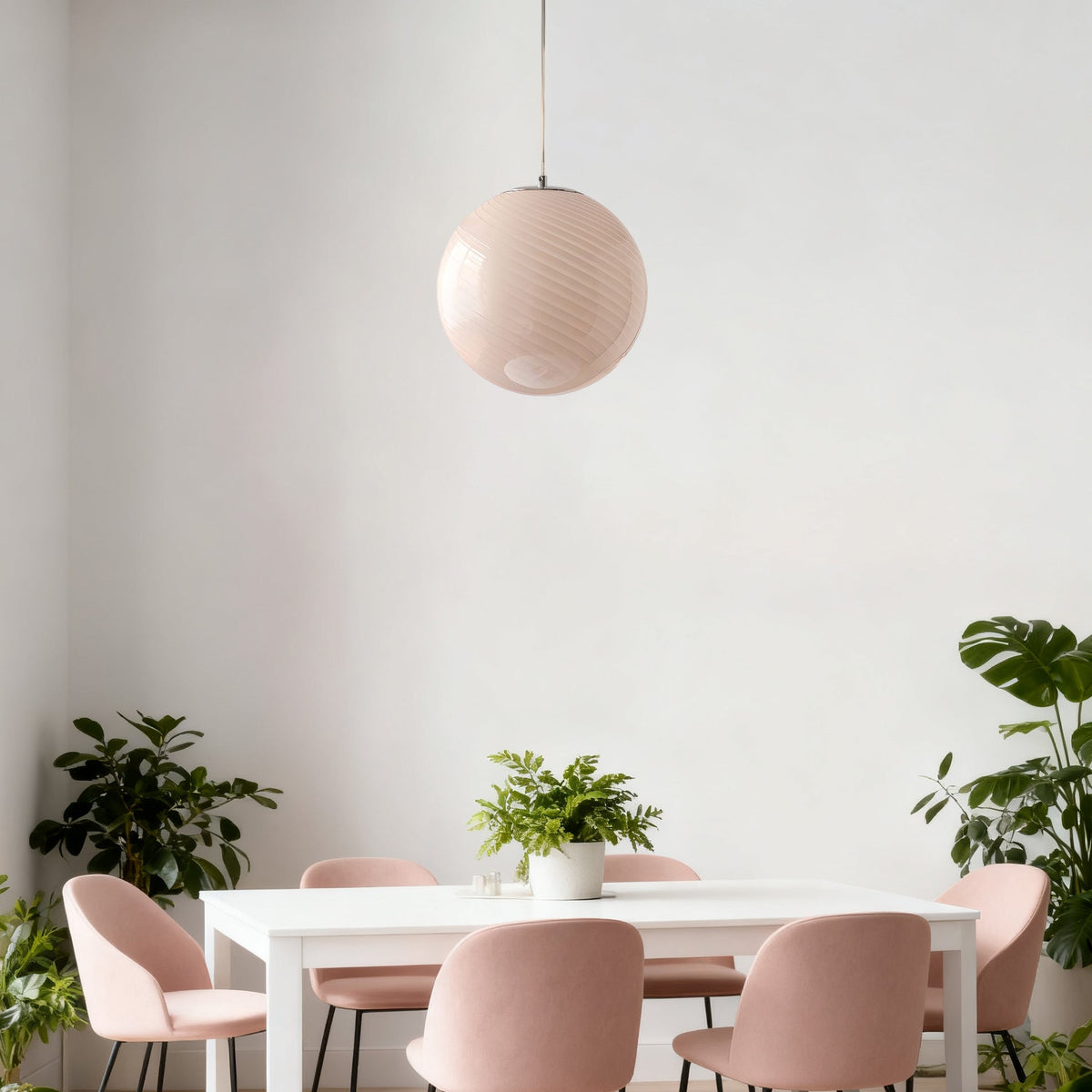 Twisted Hand-Blown Glass Pendant Light, Coloured Globe