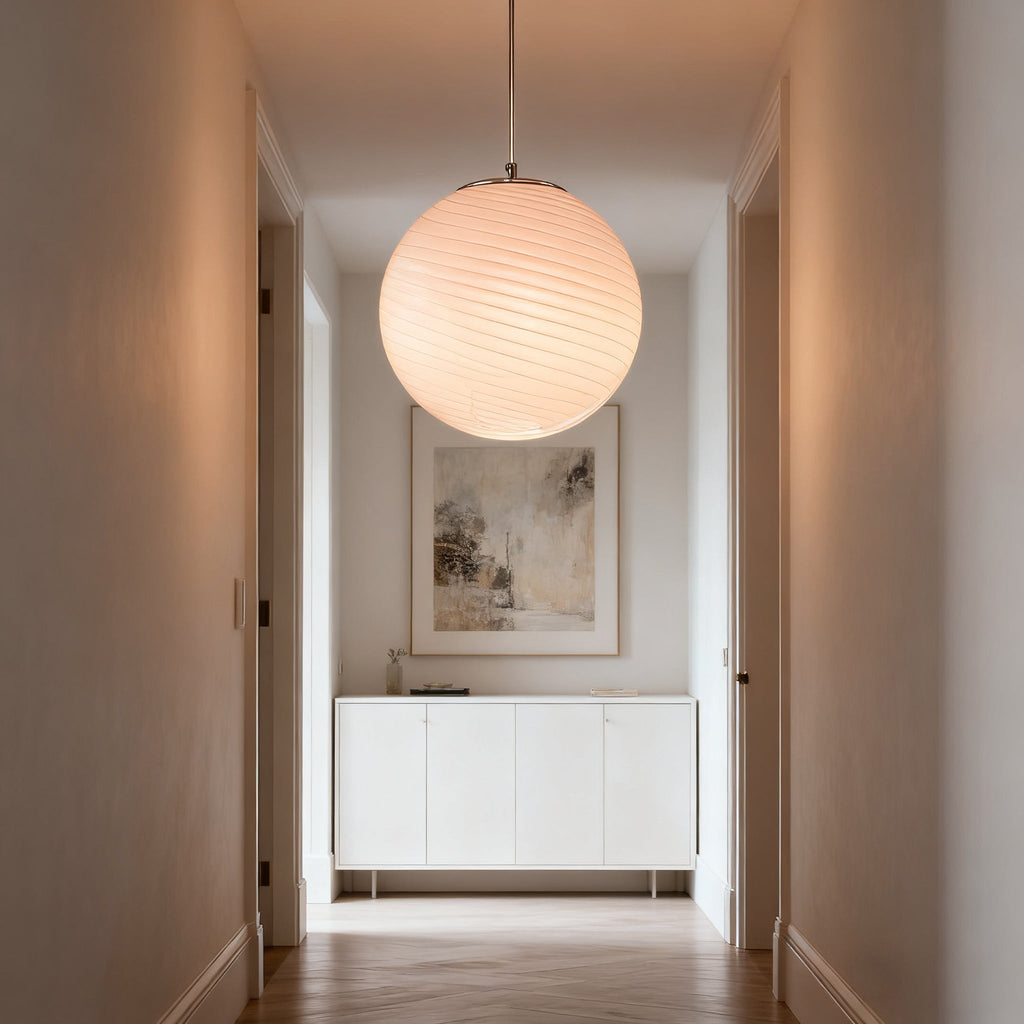 Twisted Hand-Blown Glass Pendant Light, Coloured Globe