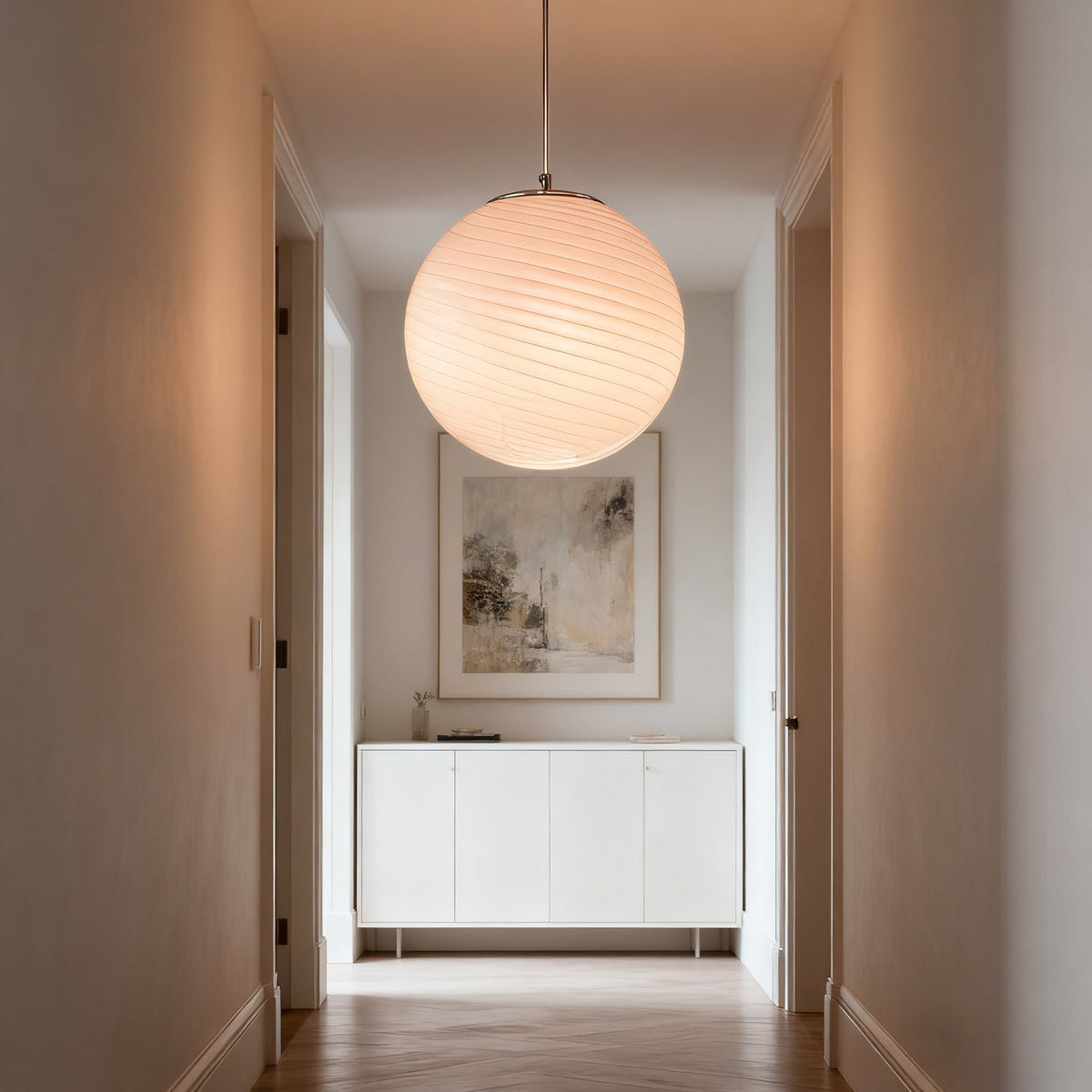 Twisted Hand-Blown Glass Pendant Light, Coloured Globe