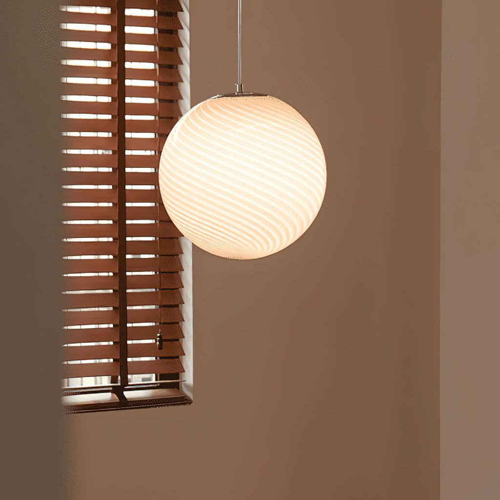 Twisted Hand-Blown Glass Pendant Light, Coloured Globe