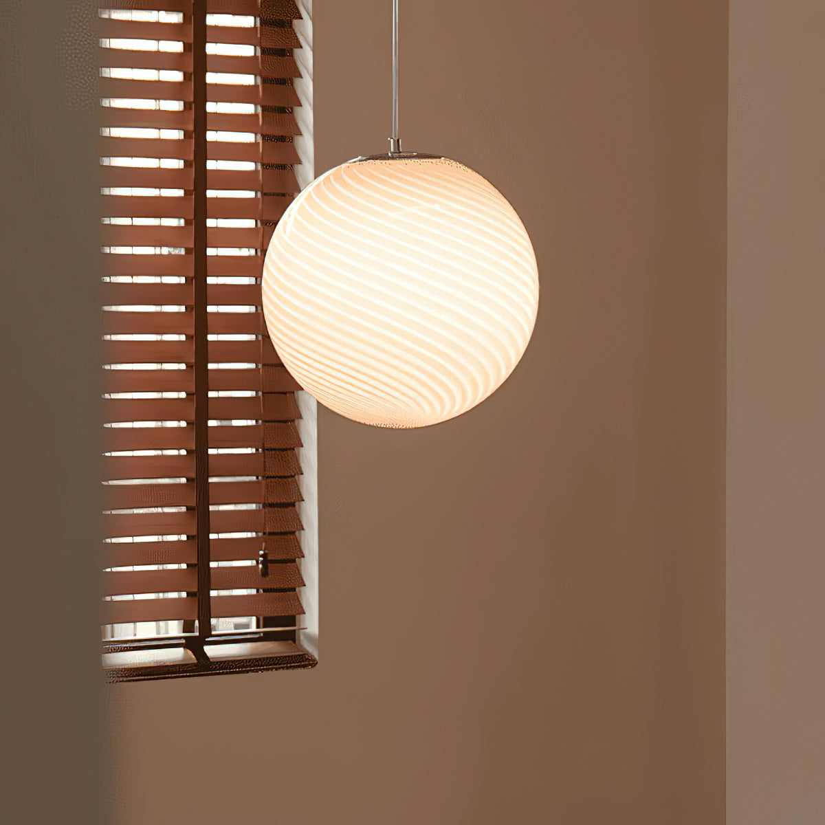 Twisted Hand-Blown Glass Pendant Light, Coloured Globe