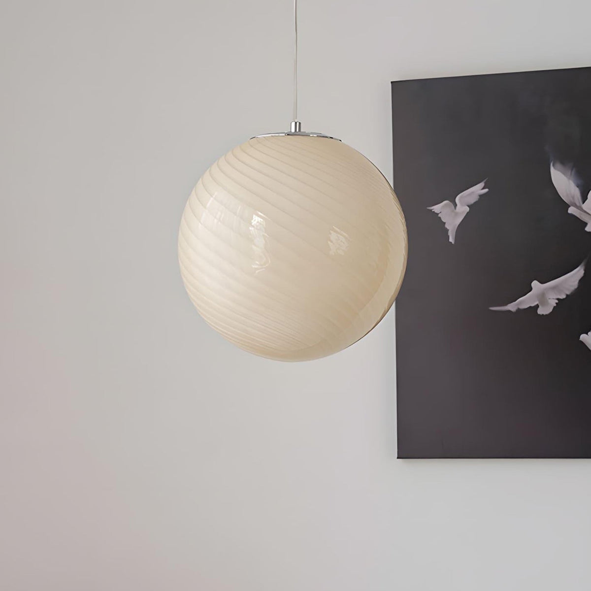 Twisted Hand-Blown Glass Pendant Light, Coloured Globe