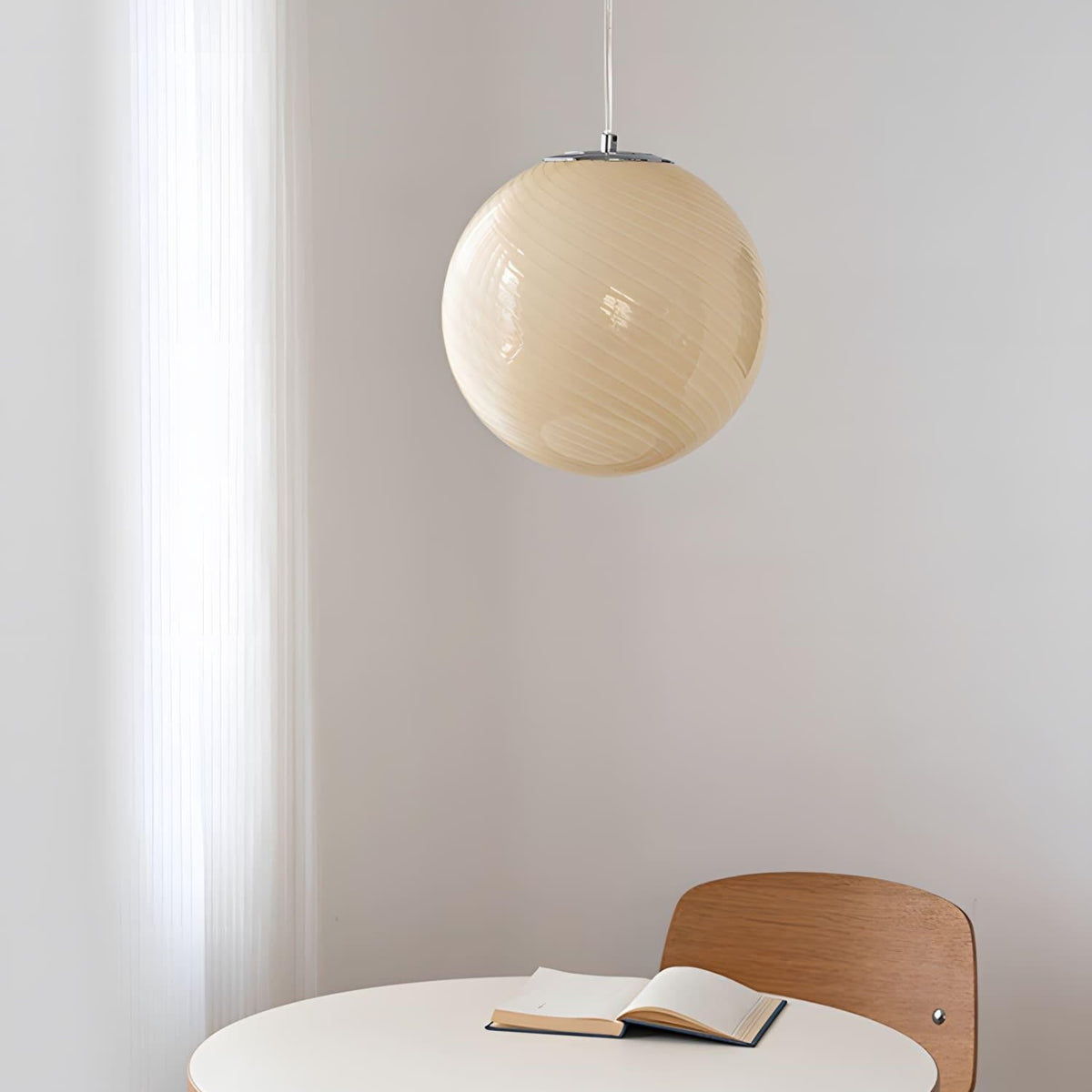 Twisted Hand-Blown Glass Pendant Light, Coloured Globe
