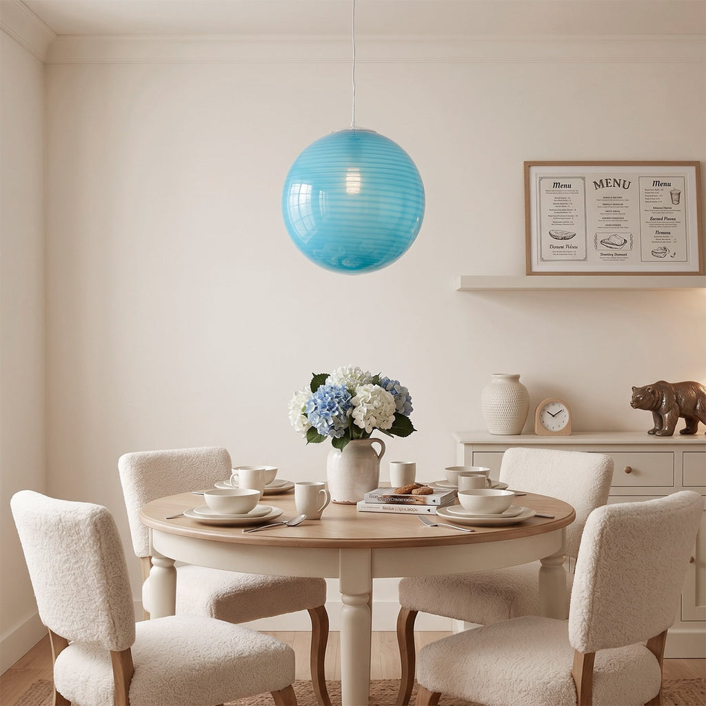 Twisted Hand-Blown Glass Pendant Light, Coloured Globe