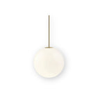Opal Glass Globe Pendant Light with Brass Finish, Slim Stem