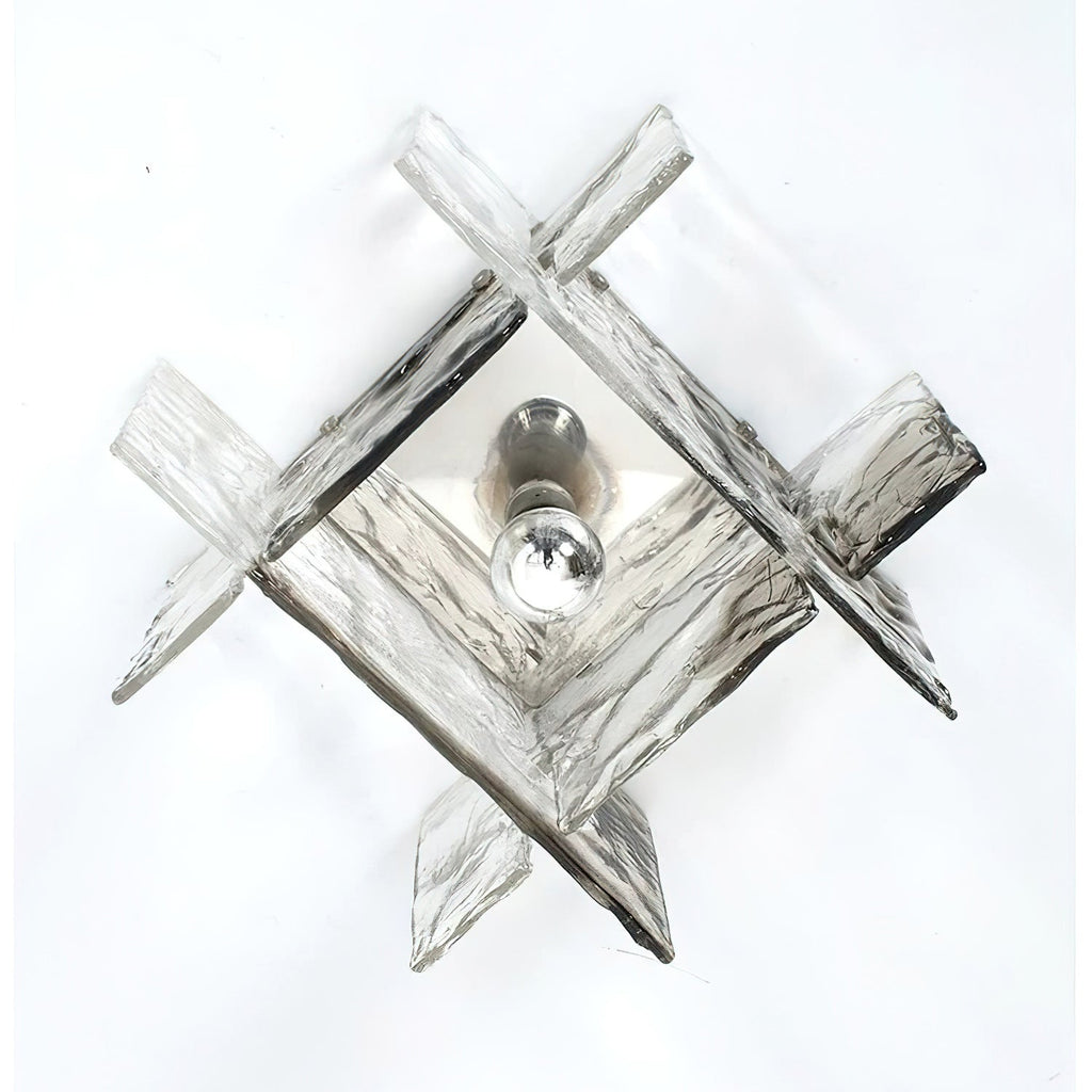 Ice-Effect Glass Ceiling Light, Dimmable, 30cm Diameter