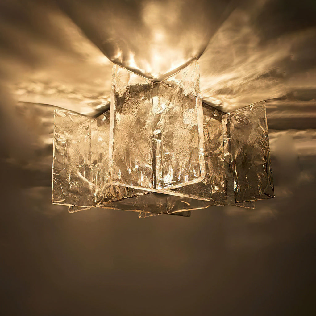 Ice-Effect Glass Ceiling Light, Dimmable, 30cm Diameter