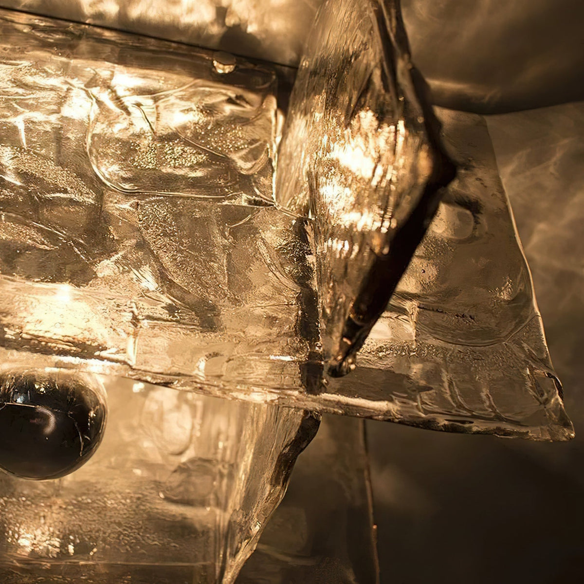 Ice-Effect Glass Ceiling Light, Dimmable, 30cm Diameter