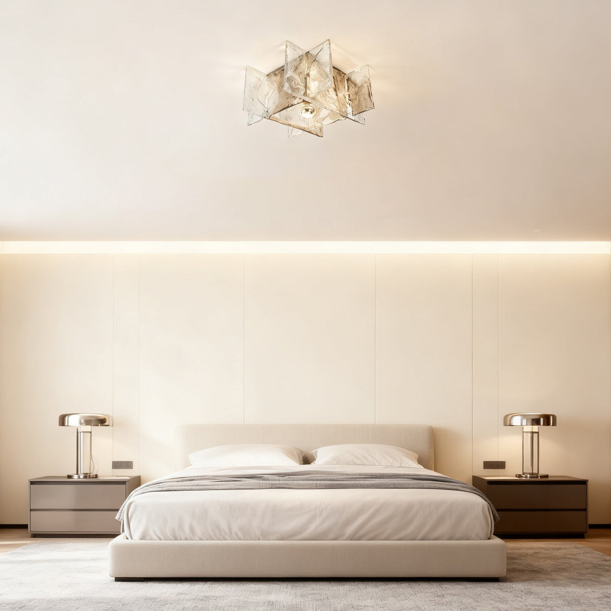 Ice-Effect Glass Ceiling Light, Dimmable, 30cm Diameter
