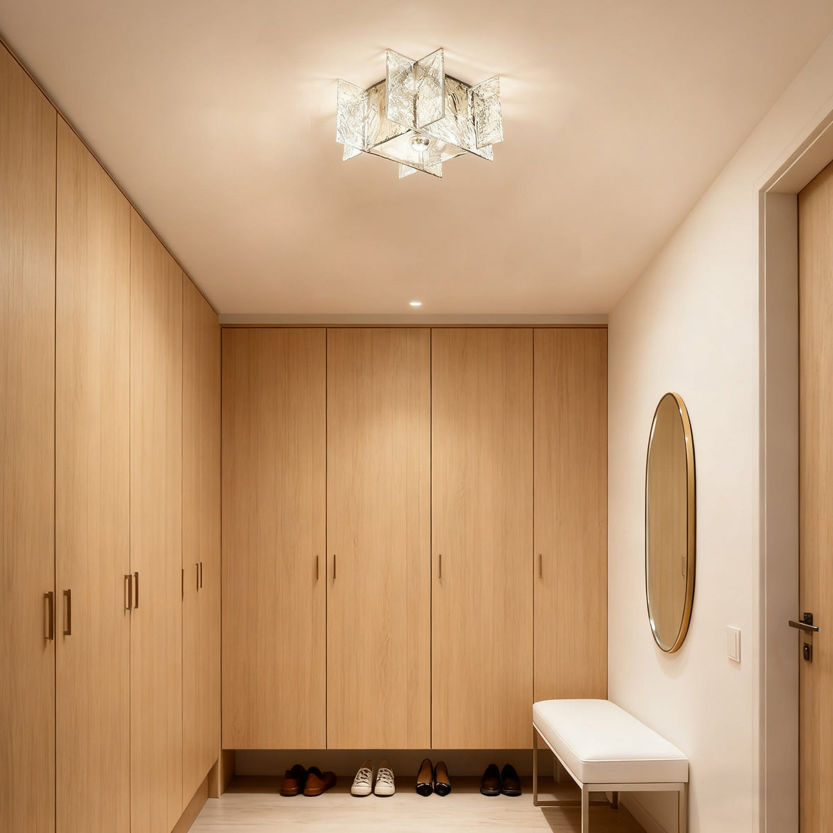 Ice-Effect Glass Ceiling Light, Dimmable, 30cm Diameter