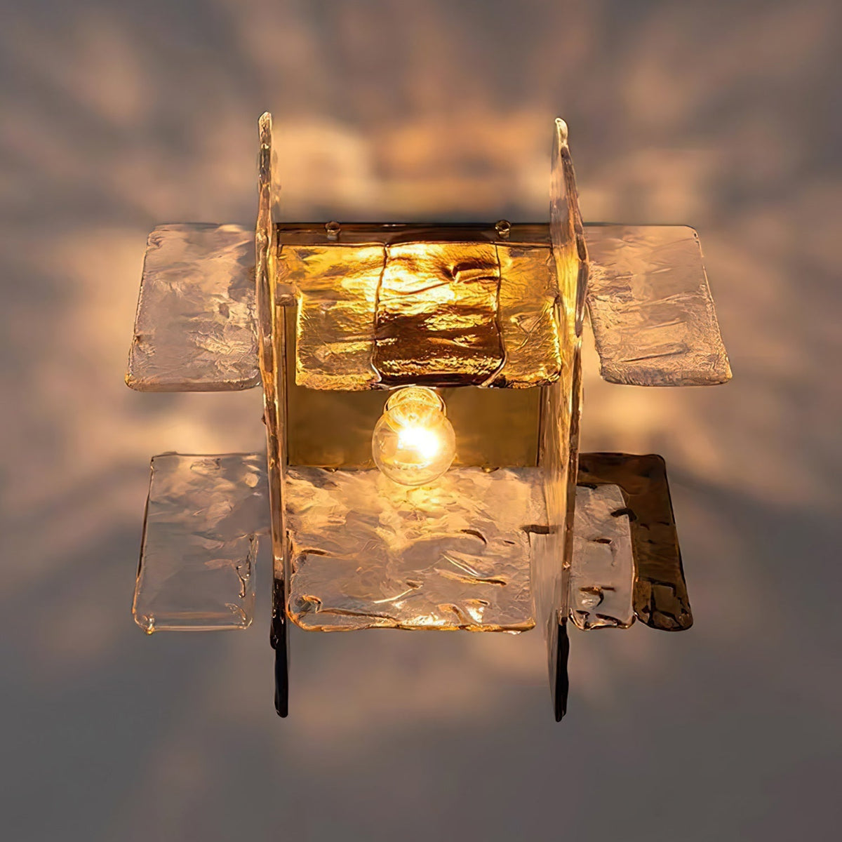 Ice-Effect Glass Ceiling Light, Dimmable, 30cm Diameter