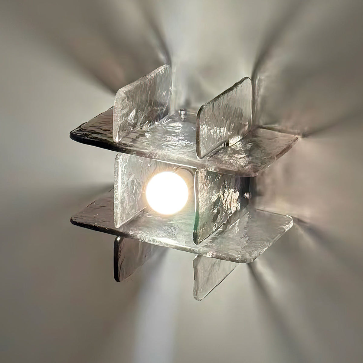 Ice-Effect Glass Ceiling Light, Dimmable, 30cm Diameter