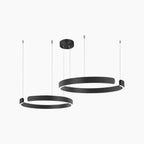Dimmable LED Ring Chandelier with Remote, Black, Gold or White