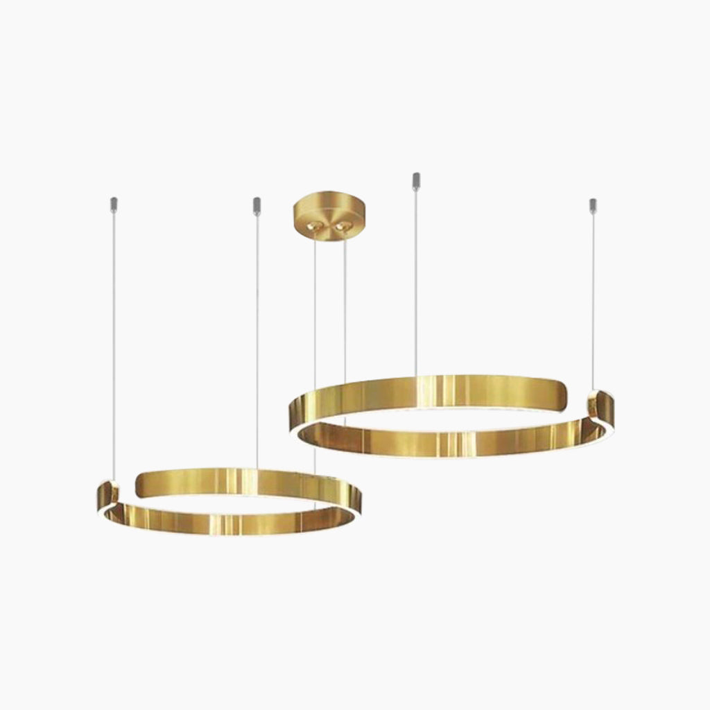 Dimmable LED Ring Chandelier with Remote, Black, Gold or White