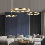 Dimmable LED Ring Chandelier with Remote, Black, Gold or White