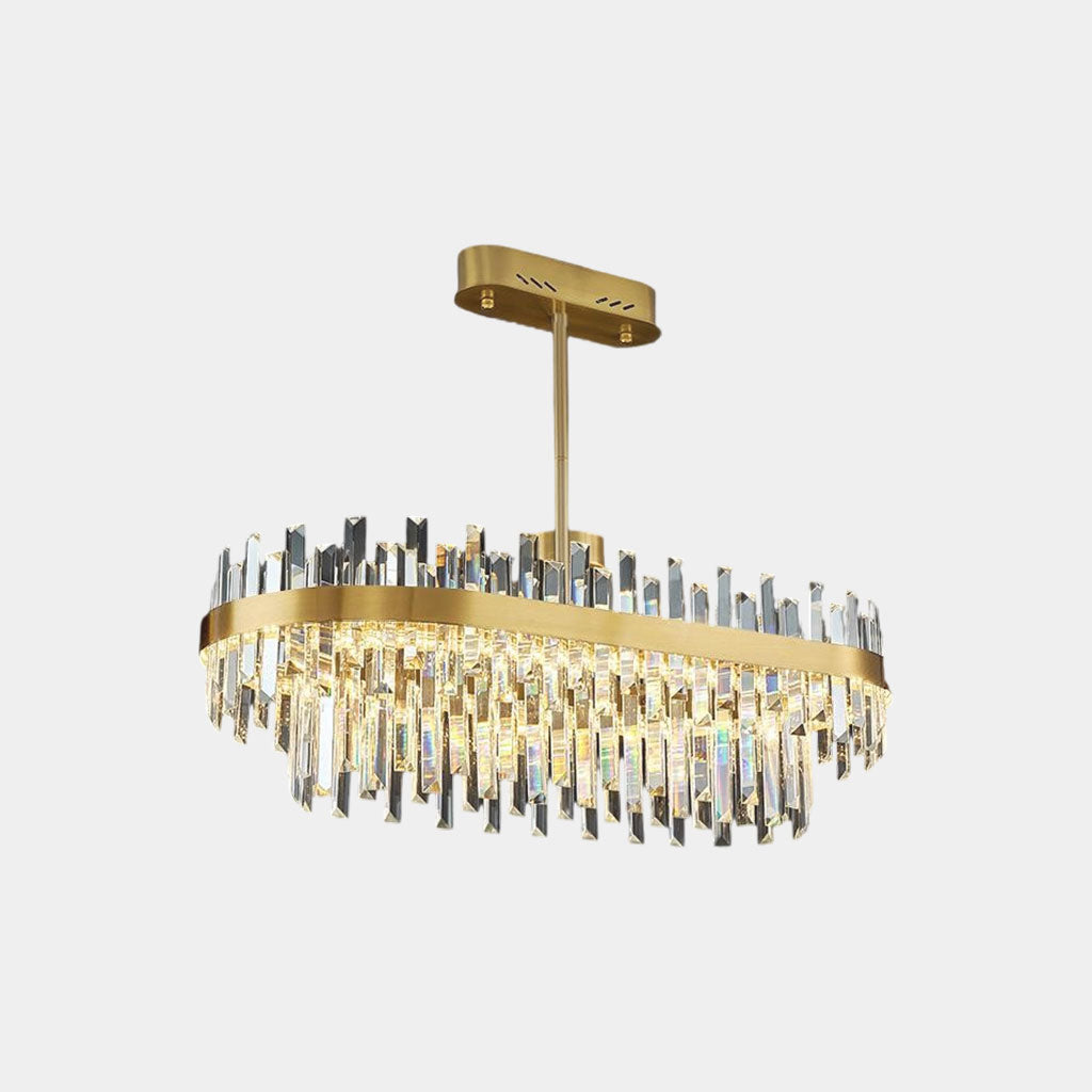Gold Crystal LED Chandelier, Round or Oval, 60-100cm