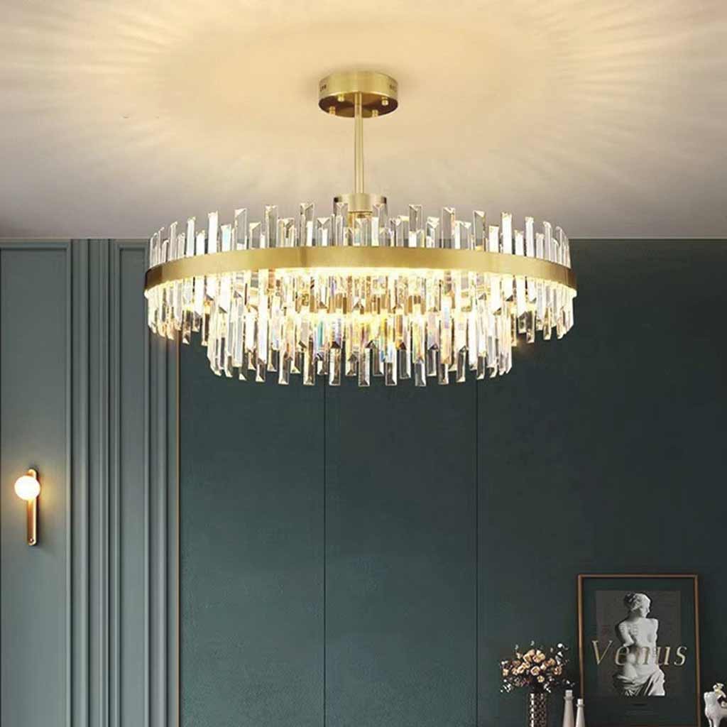 Gold Crystal LED Chandelier, Round or Oval, 60-100cm