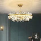 Gold Crystal LED Chandelier, Round or Oval, 60-100cm