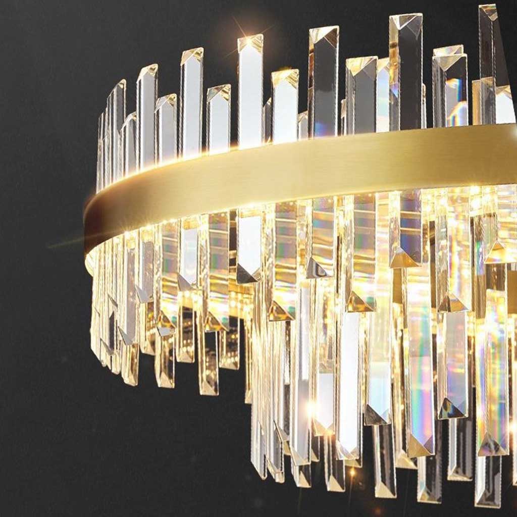 Gold Crystal LED Chandelier, Round or Oval, 60-100cm