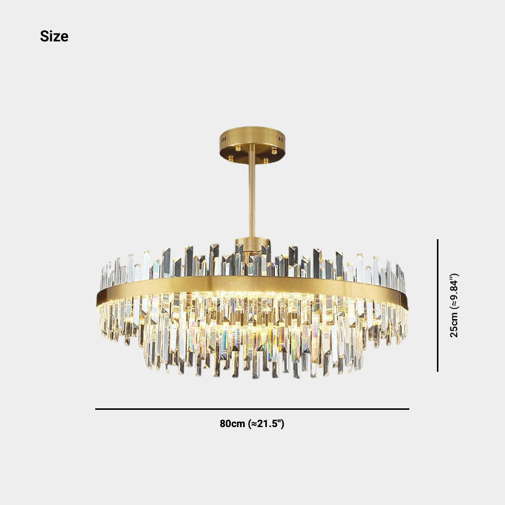 Gold Crystal LED Chandelier, Round or Oval, 60-100cm