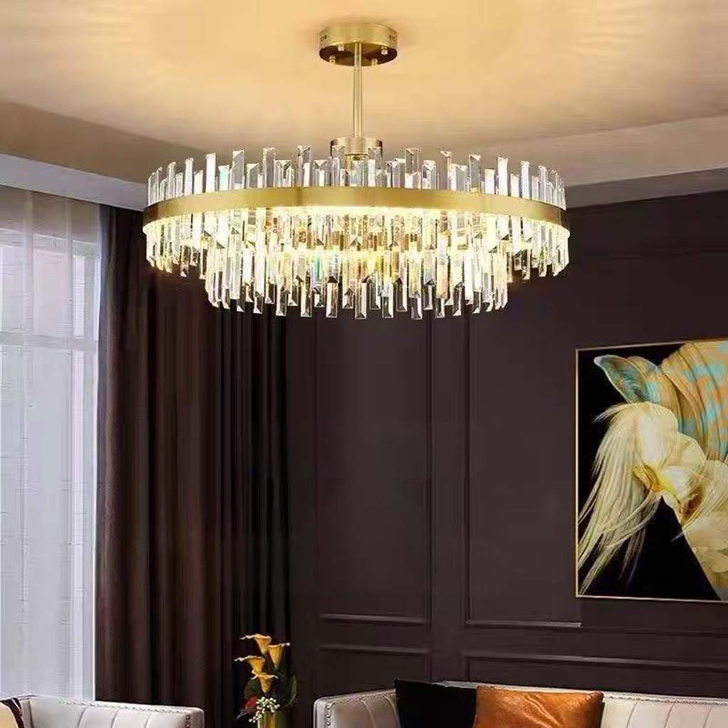 Gold Crystal LED Chandelier, Round or Oval, 60-100cm