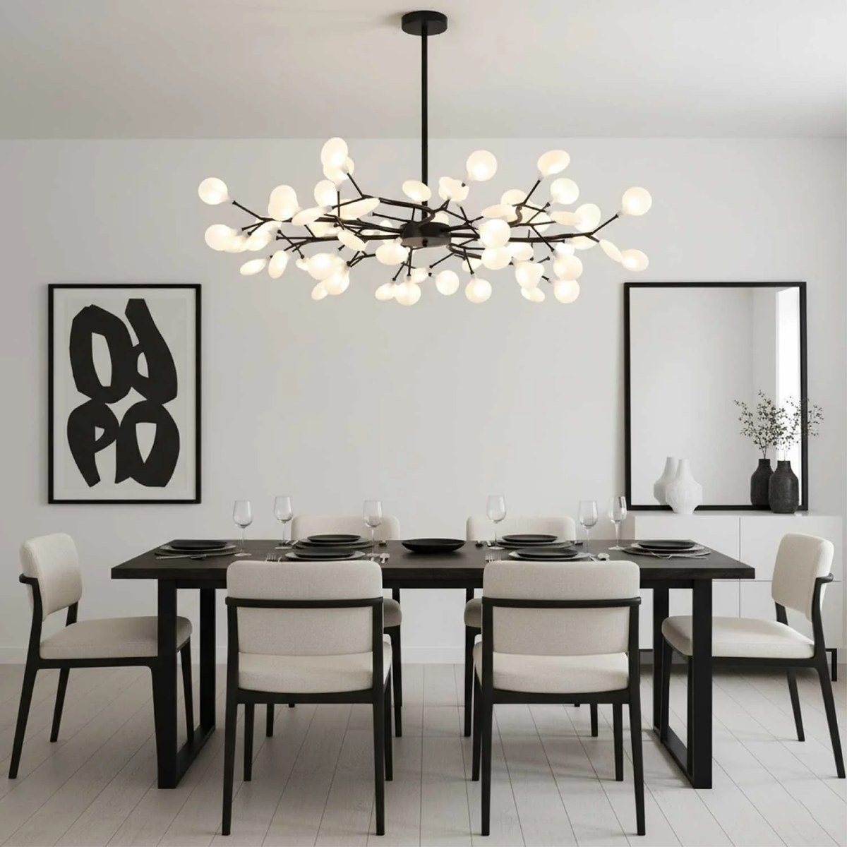 Branch LED Chandelier with Acrylic Globes, 3000K Warm White