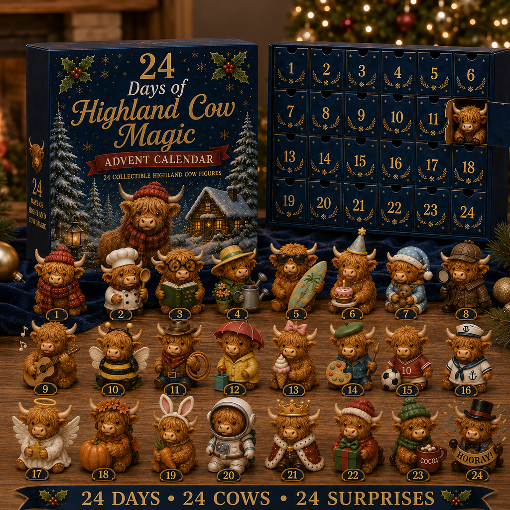 Highland Cow Advent Calendar with 24 Collectable Figures