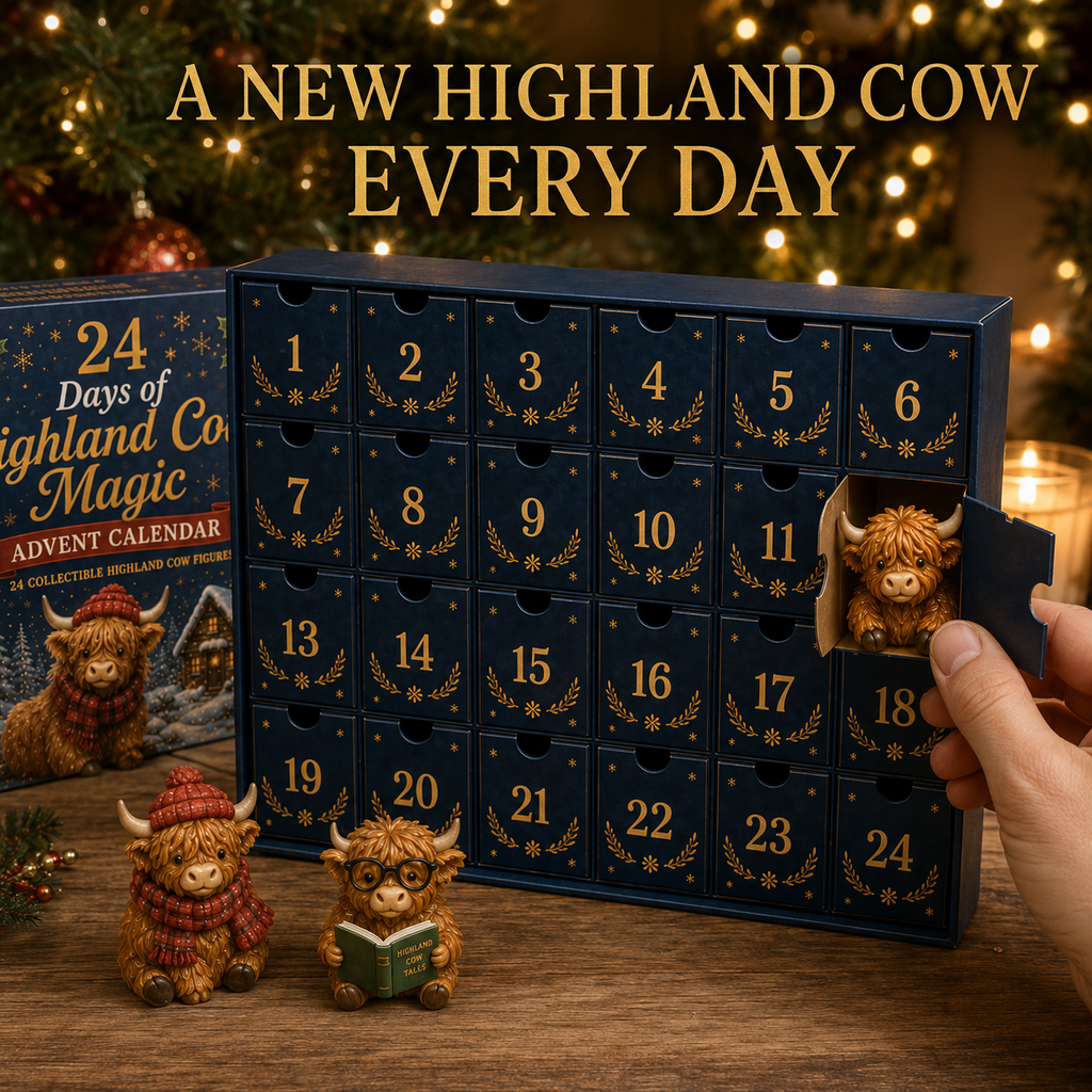 Highland Cow Advent Calendar with 24 Collectable Figures